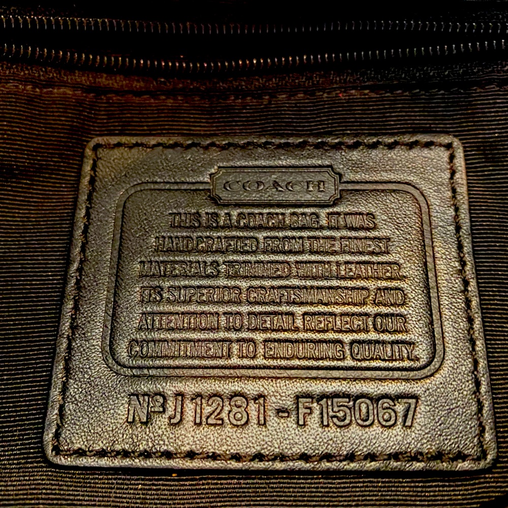 Authentic Solid Black Signature Pattern Coach Hob… - image 4